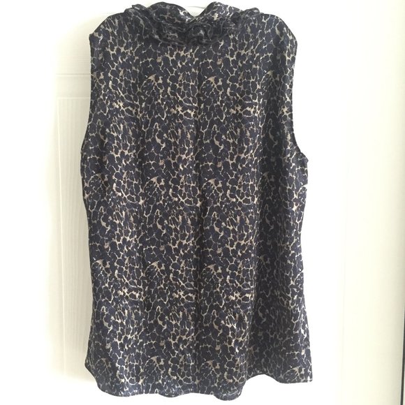 Elie Tahari Brenna Sleeveless Leopard Print Silk Blouse - Picture 4 of 13